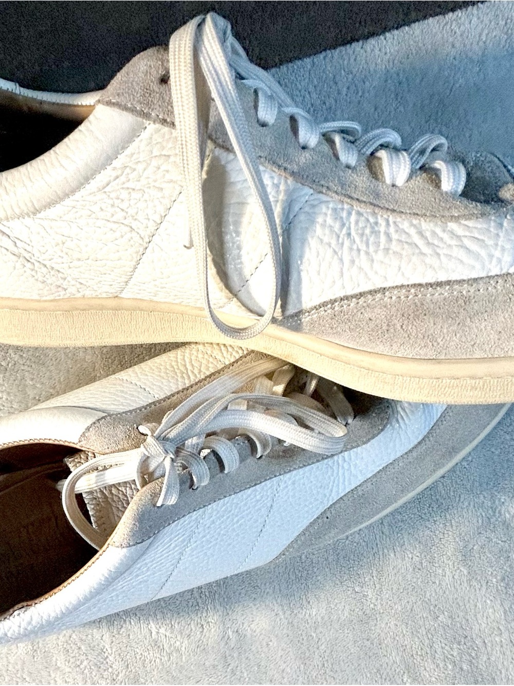 Classic Women's White & Light Gray Leather Sneakers